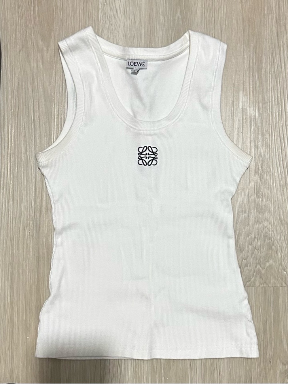 Loewe White Ribbed Tank with Anagram
